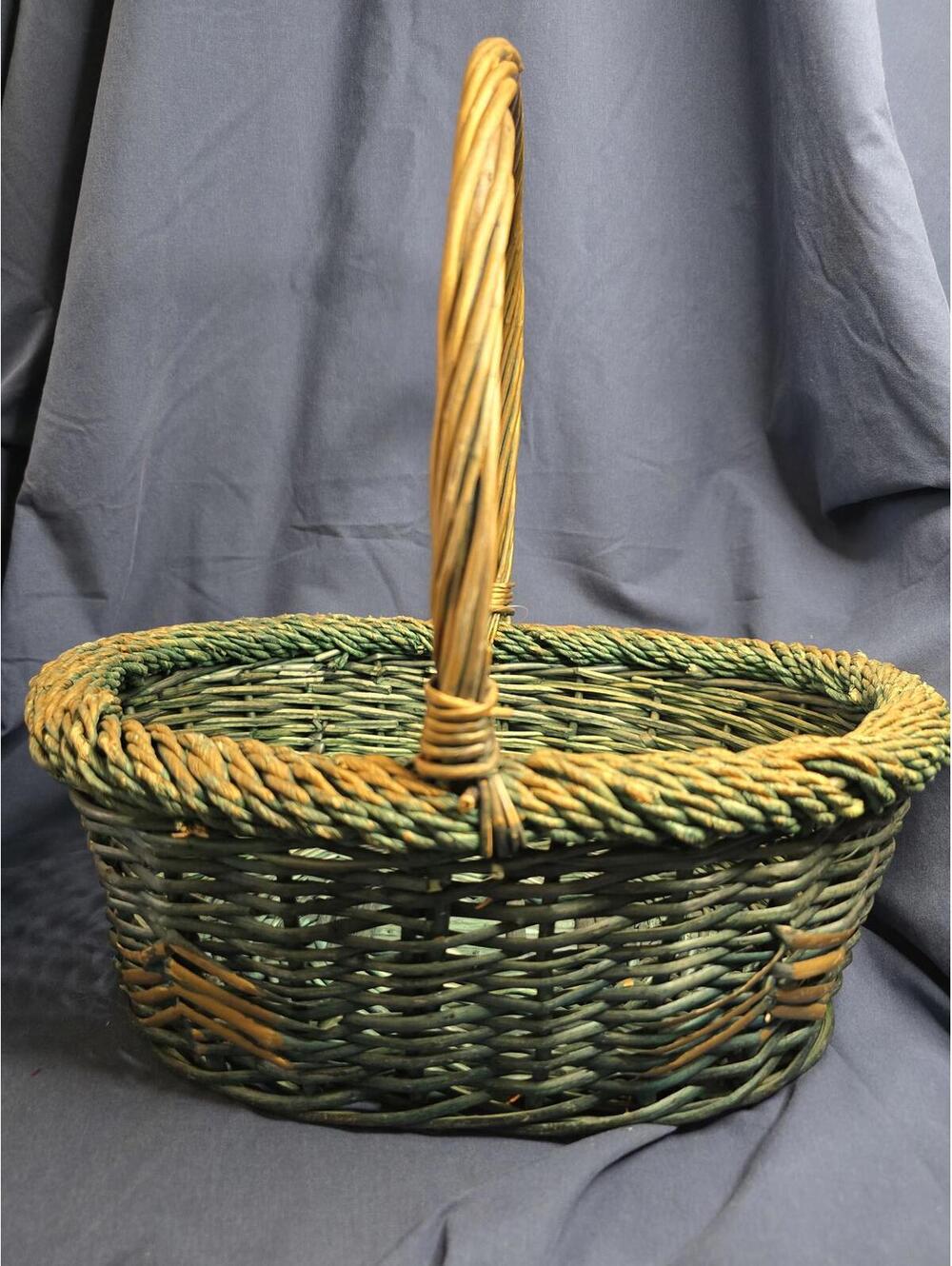 Vintage Woven Rattan/Bentwood Gathering Basket